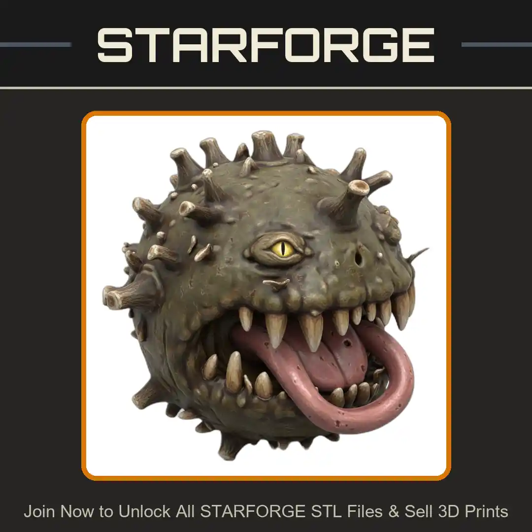28mm Sci-Fi Floating Spikey One Eyed Creature - 3D Printable STL File