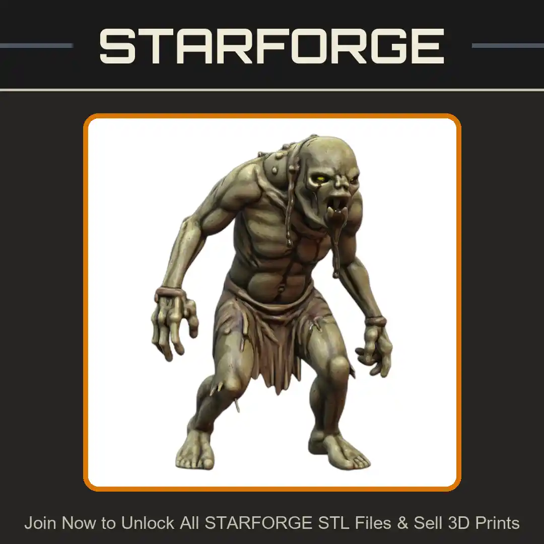 28mm Sci-Fi Gruesome Ghoul Creature with Slime - 3D Printable STL File