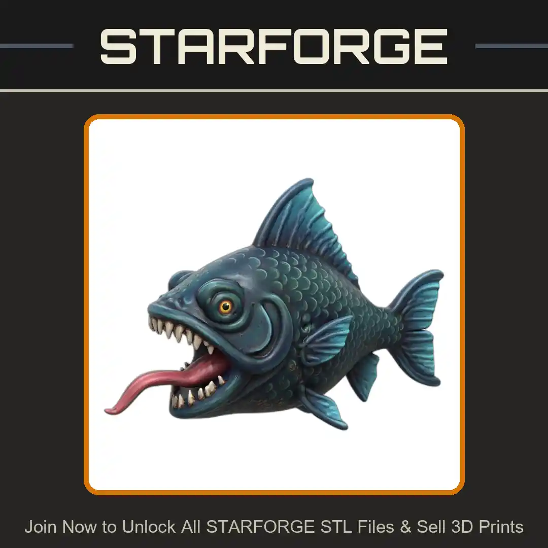 28mm Sci-Fi Mutant Fish with Fangs for DND Encounters - 3D Printable STL File