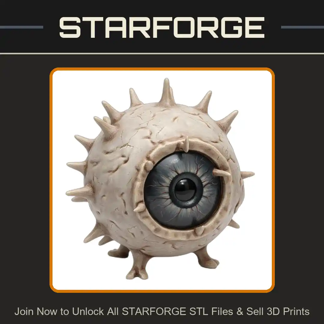 28mm Sci-Fi One-Eyed Alien with Spiked Armor - 3D Printable STL File