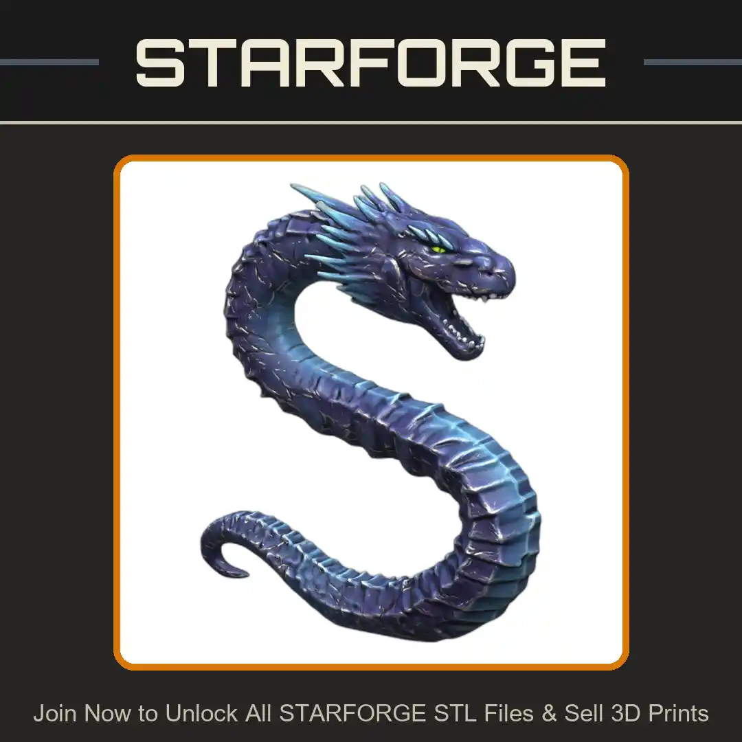 28mm Sci-Fi Serpentine Dragon for Galactic Adventures - 3D Printable STL File