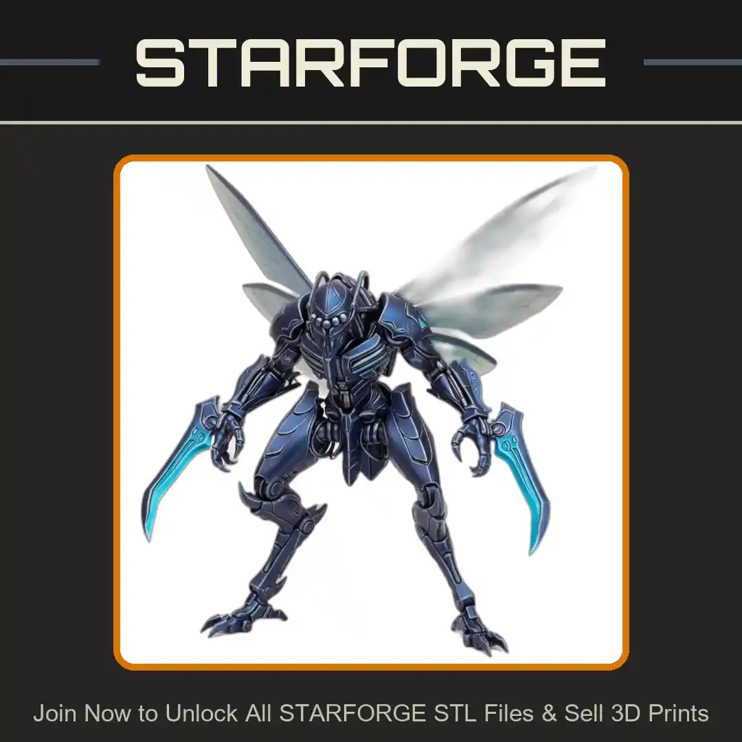 28mm Sci Insectoid Mech Warrior Blades Wings Antenna Futuristic Armor - 3D Printable STL File