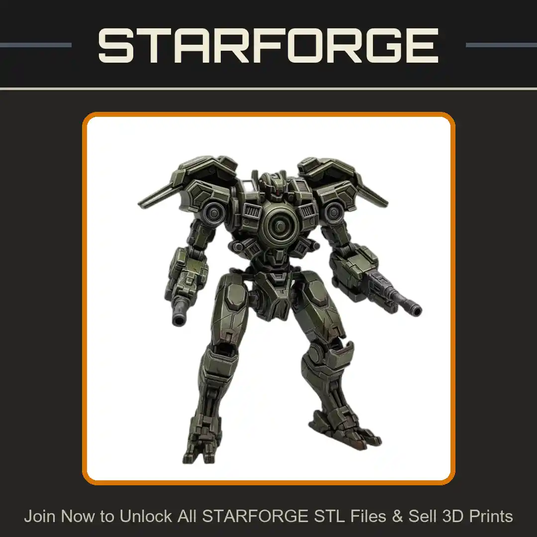 28mm Sci Mech Warrior Dual Cannons Heavy Armor Robotic Legs - 3D Printable STL File