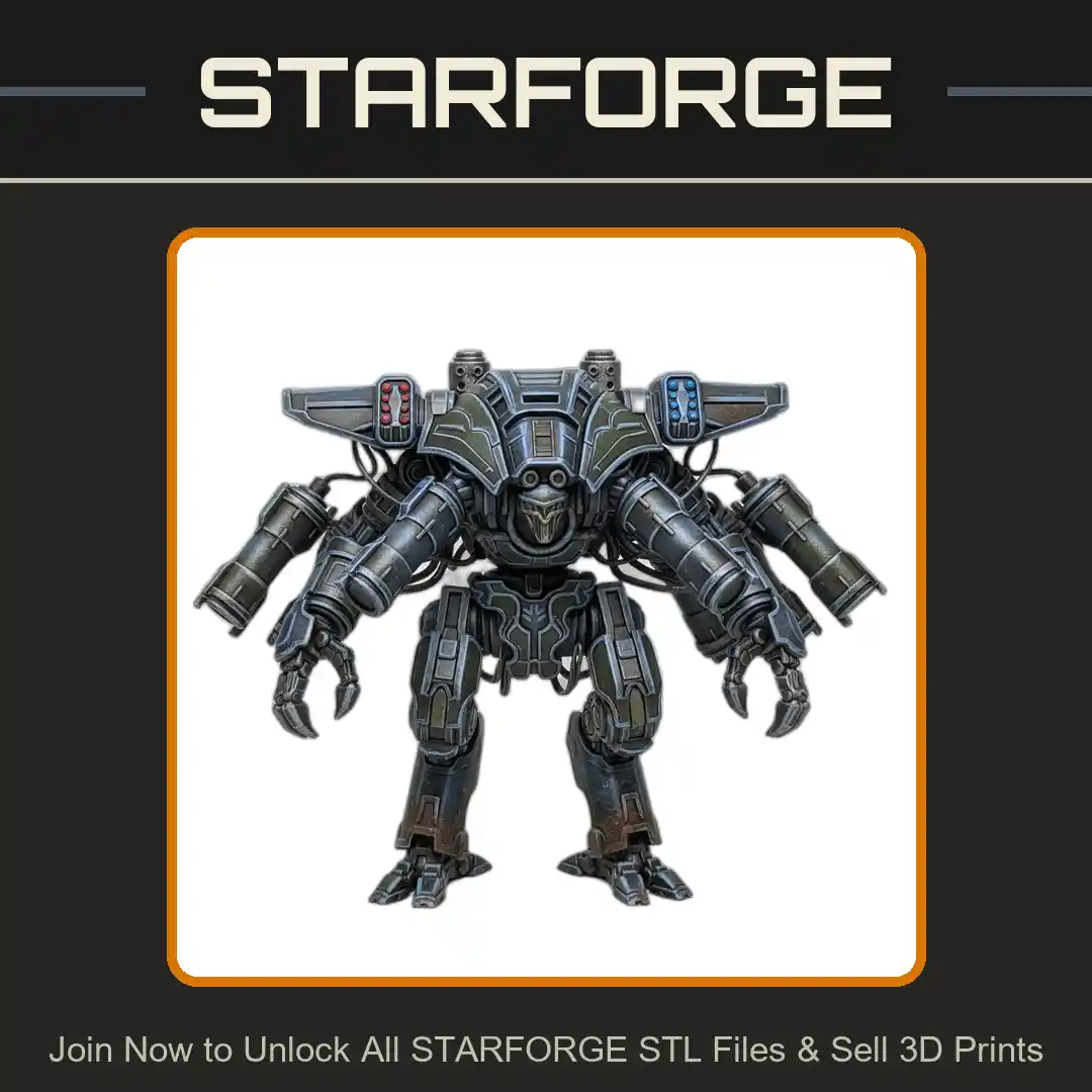 28mm Sci Multi Armed Mech Robot Jetpack Heavy Armor Futuristic Design - 3D Printable STL File