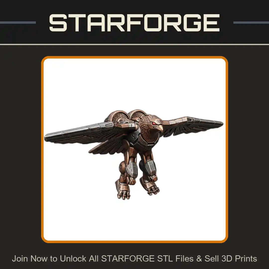 28mm Sci Robot Eagle Metallic Wings Jet Engines Claws Futuristic Design - 3D Printable STL File