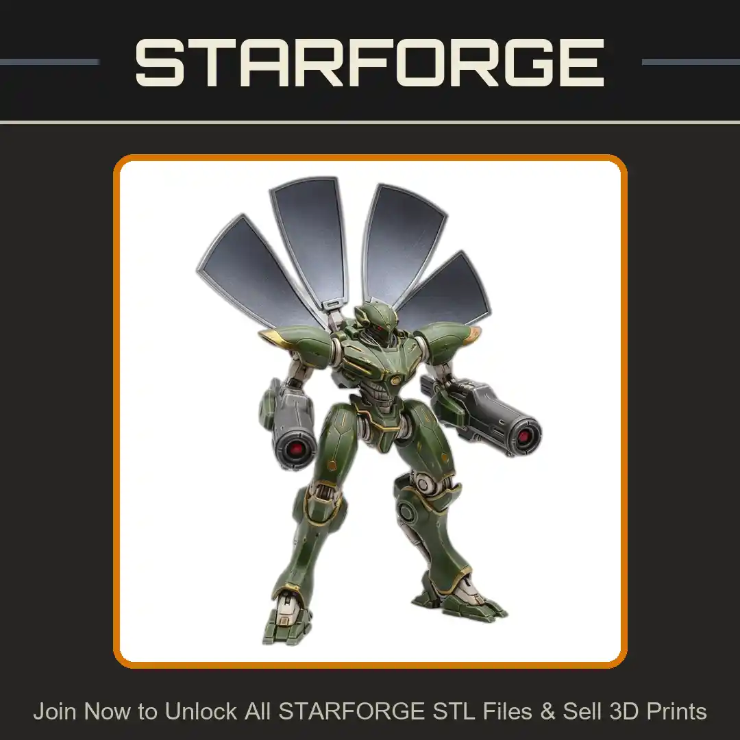 28mm Sci Robotic Mech Warrior Armored Cannon Wings - 3D Printable STL File