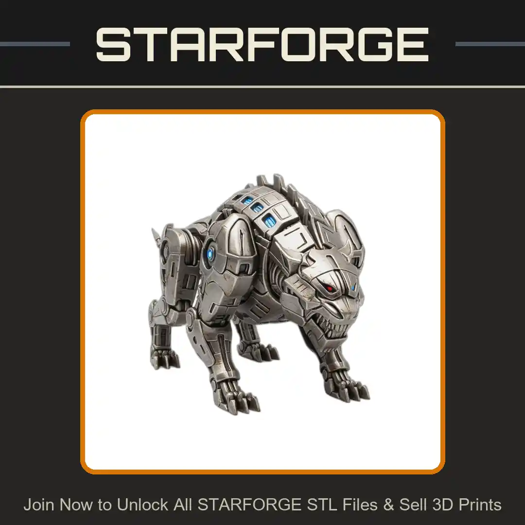 28mm Sci Robotic Panther Mechanical Armor Tech Details Aggressive Pose - 3D Printable STL File