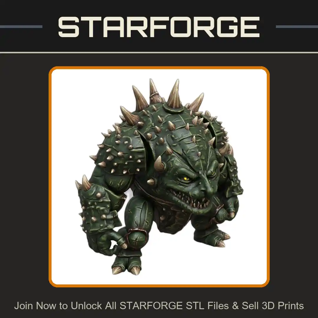 28mm Spiked Armored Monster With Aggressive Expression and Clawed Hands - 3D Printable STL File