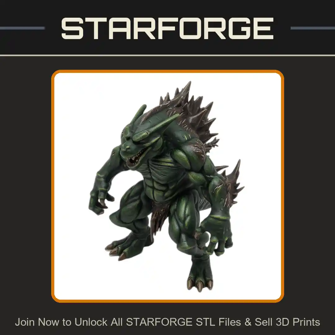 28mm Spiked Beast Creature Muscular Build Clawed Hands Dynamic Pose - 3D Printable STL File