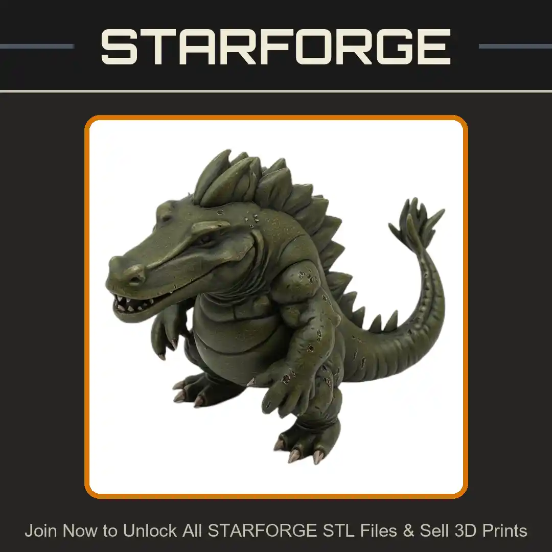 28mm Spiky Reptilian Creature Standing Pose Tail Armor Plates - 3D Printable STL File