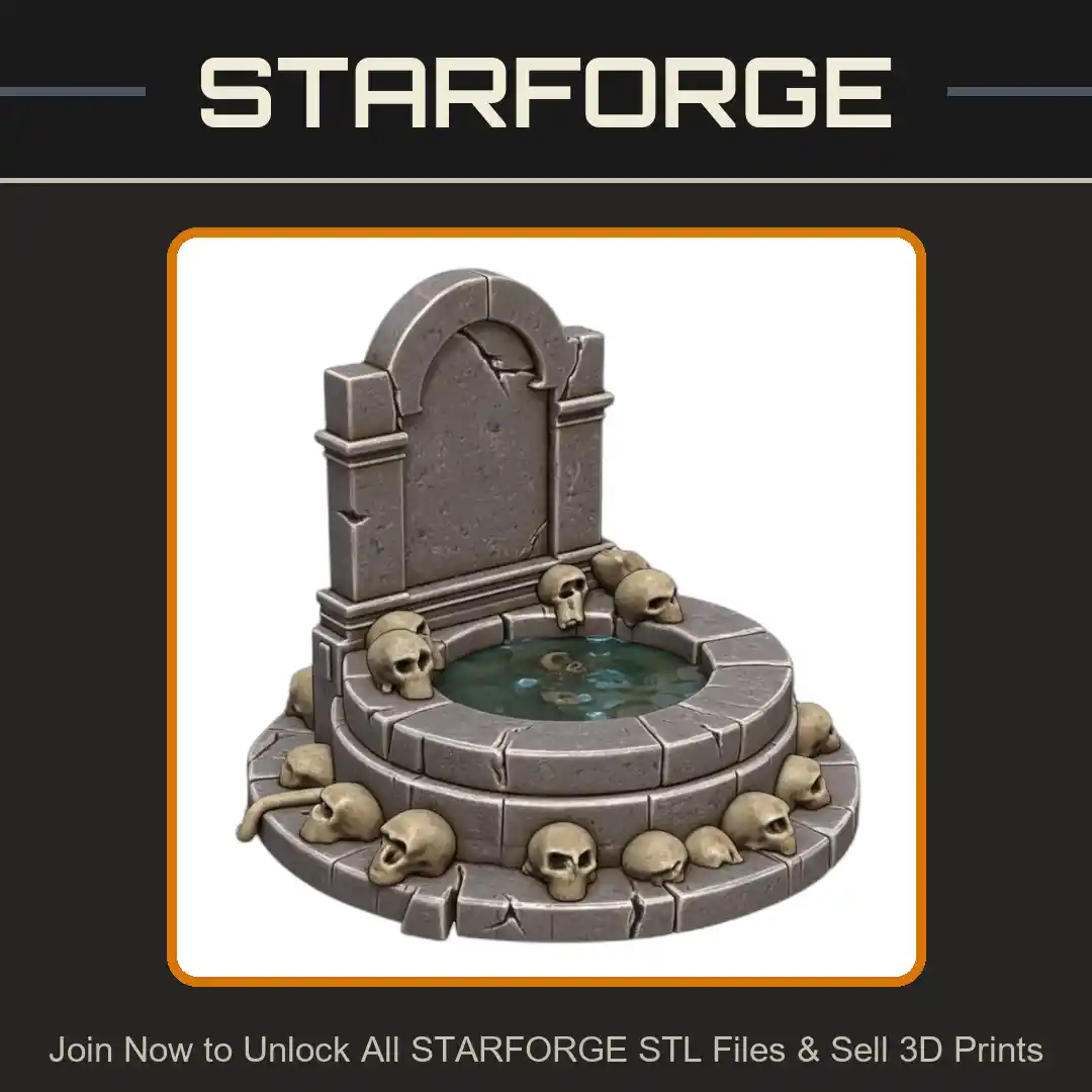 28mm Stone Altar Skulls Gothic Arch Steps Bone Decor - 3D Printable STL File