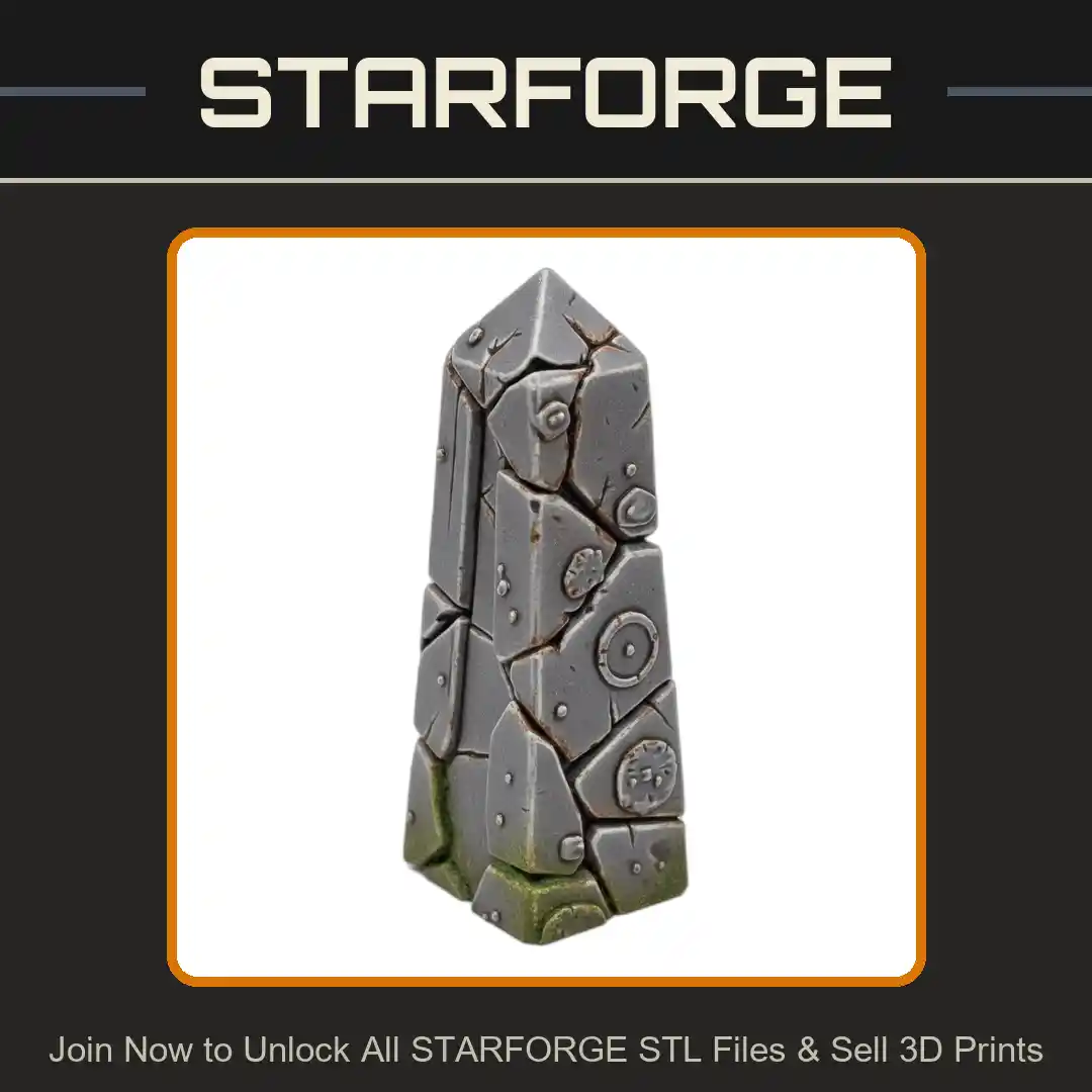 28mm Stone Obelisk Ancient Runes Engraved Monolith Weathered Surface - 3D Printable STL File