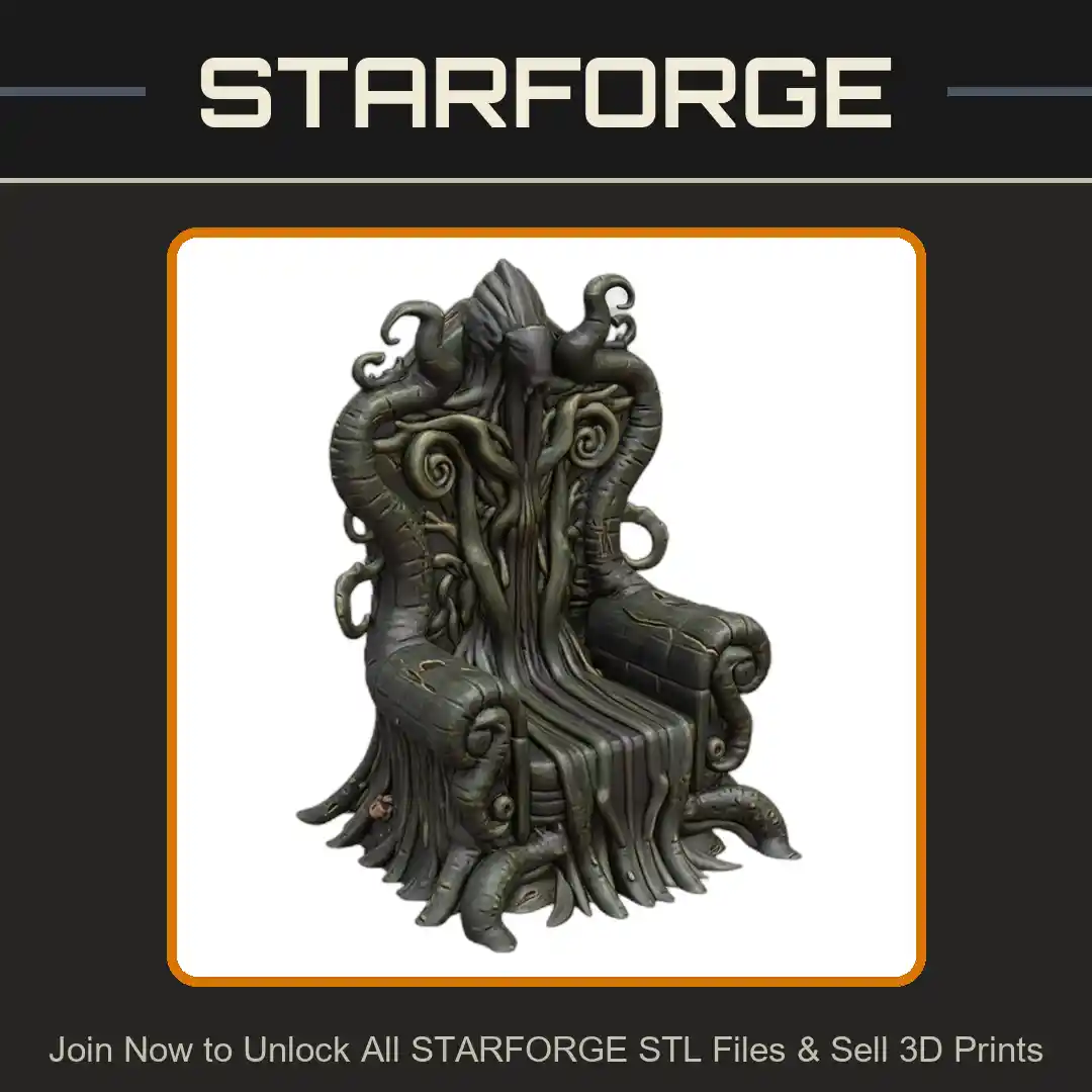 28mm Tentacle Throne Organic Design Eldritch Style Curved Armrests - 3D Printable STL File