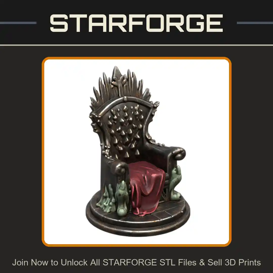 28mm Throne Spiked Backrest Draped Cloth Gothic Decor - 3D Printable STL File