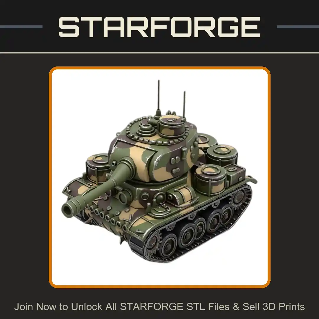 28mm WW2 Heavy Tank Realistic Tread Design with Rotating Turret and Detailed Surface Features - 3D Printable STL File