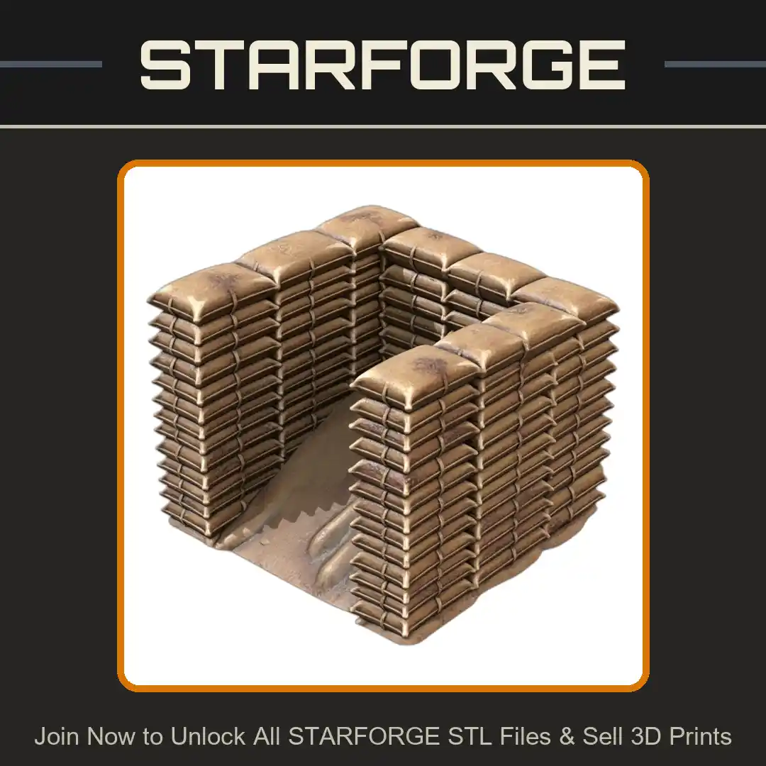28mm WW2 Sandbag Defensive Wall Structure Fortification Model - 3D Printable STL File