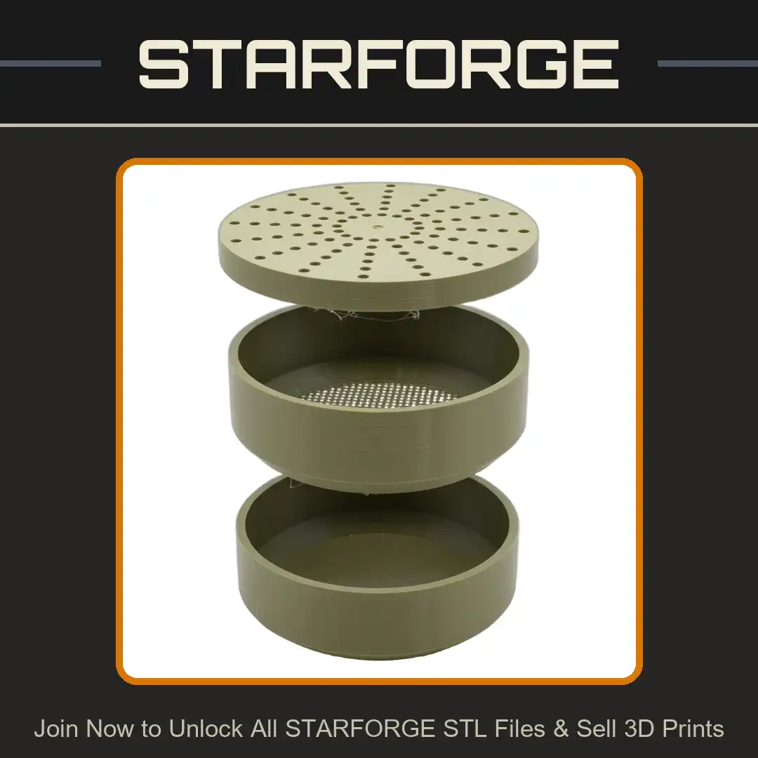 3 Piece Round Herb Grinder Pollen Sifter Perforated Lid Mesh Screen Catch Tray - View 1 of 4