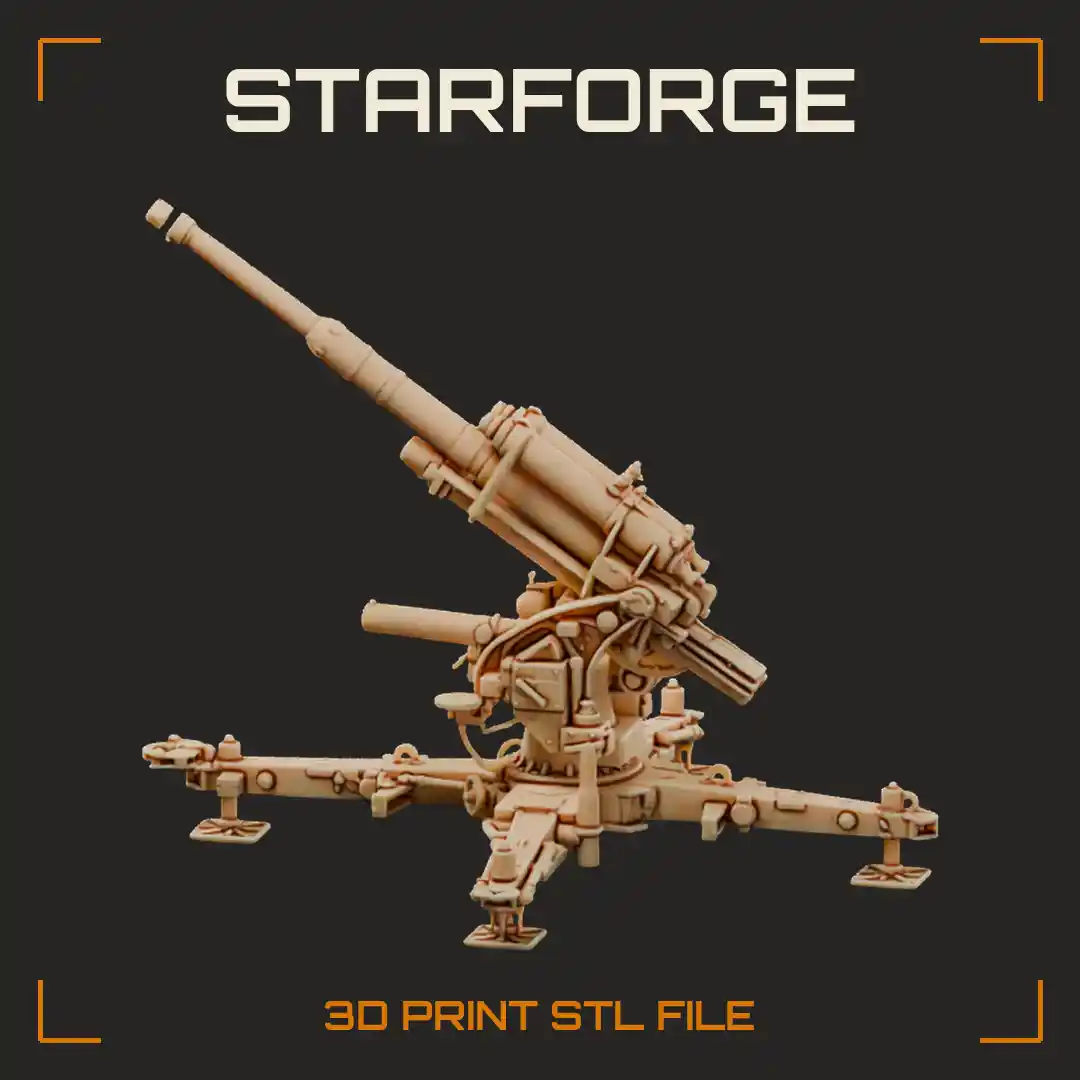 8-8 cm Flak 36 Anti-Aircraft Flak Gun with Raised Barrel Cruciform Mount and Outriggers