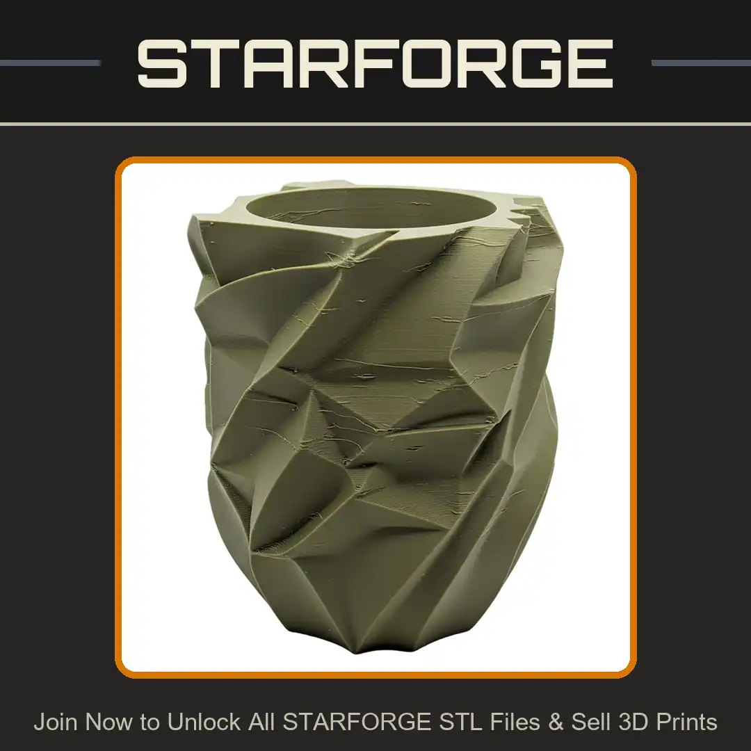 Abstract Geometric Faceted Low Poly Vase Succulent Planter Pot Twisted Crumpled Rock - View 1 of 2