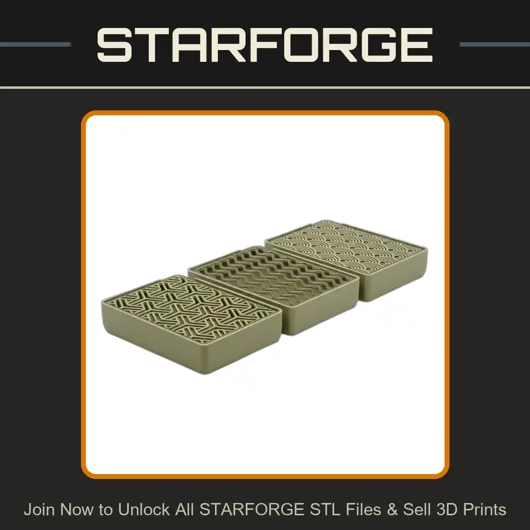 Abstract Pattern Soap Dish or Sponge Holder with Wave Japanese Wave and Triangle Designs - 3D Printable STL File