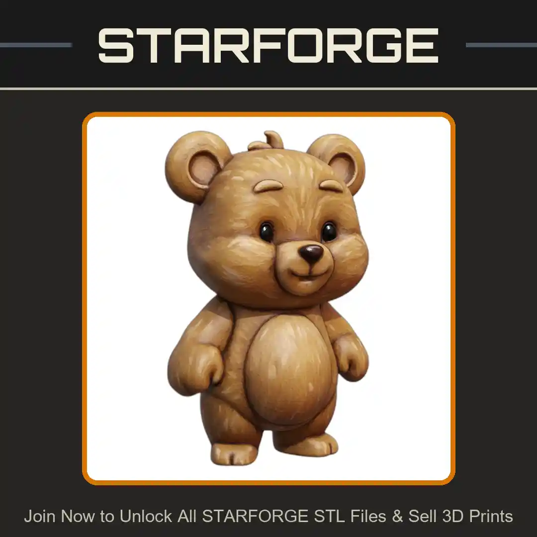 Adorable Bear with Rounded Ears and Chubby Belly - 3D Printable STL File