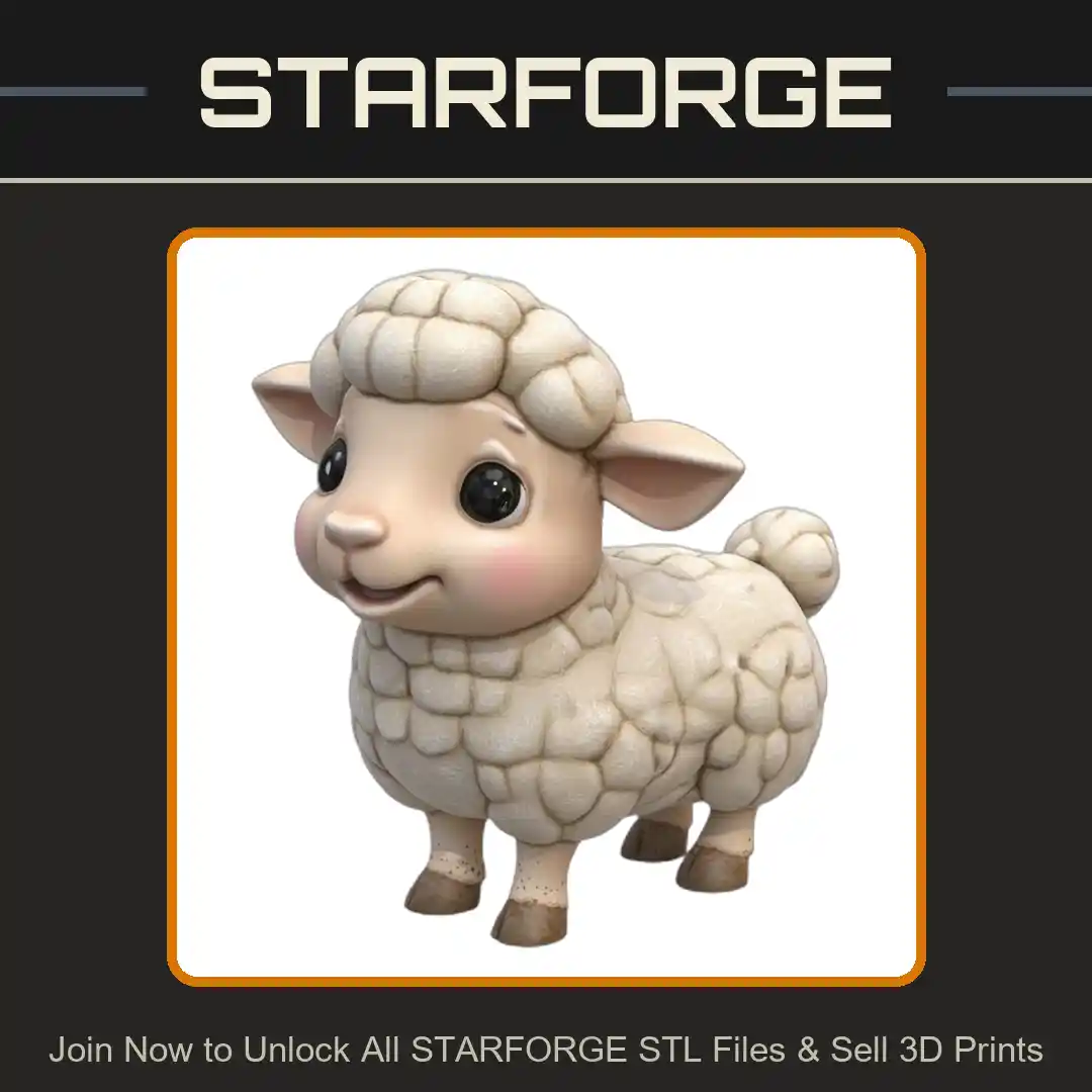 Adorable Lamb Sculpture with Big Eyes and Detailed Fur Texture - 3D Printable STL File