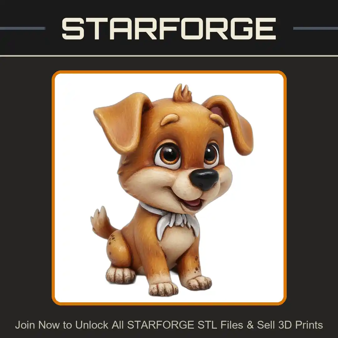 Adorable Sitting Puppy Figurine with Playful Expression - 3D Printable STL File