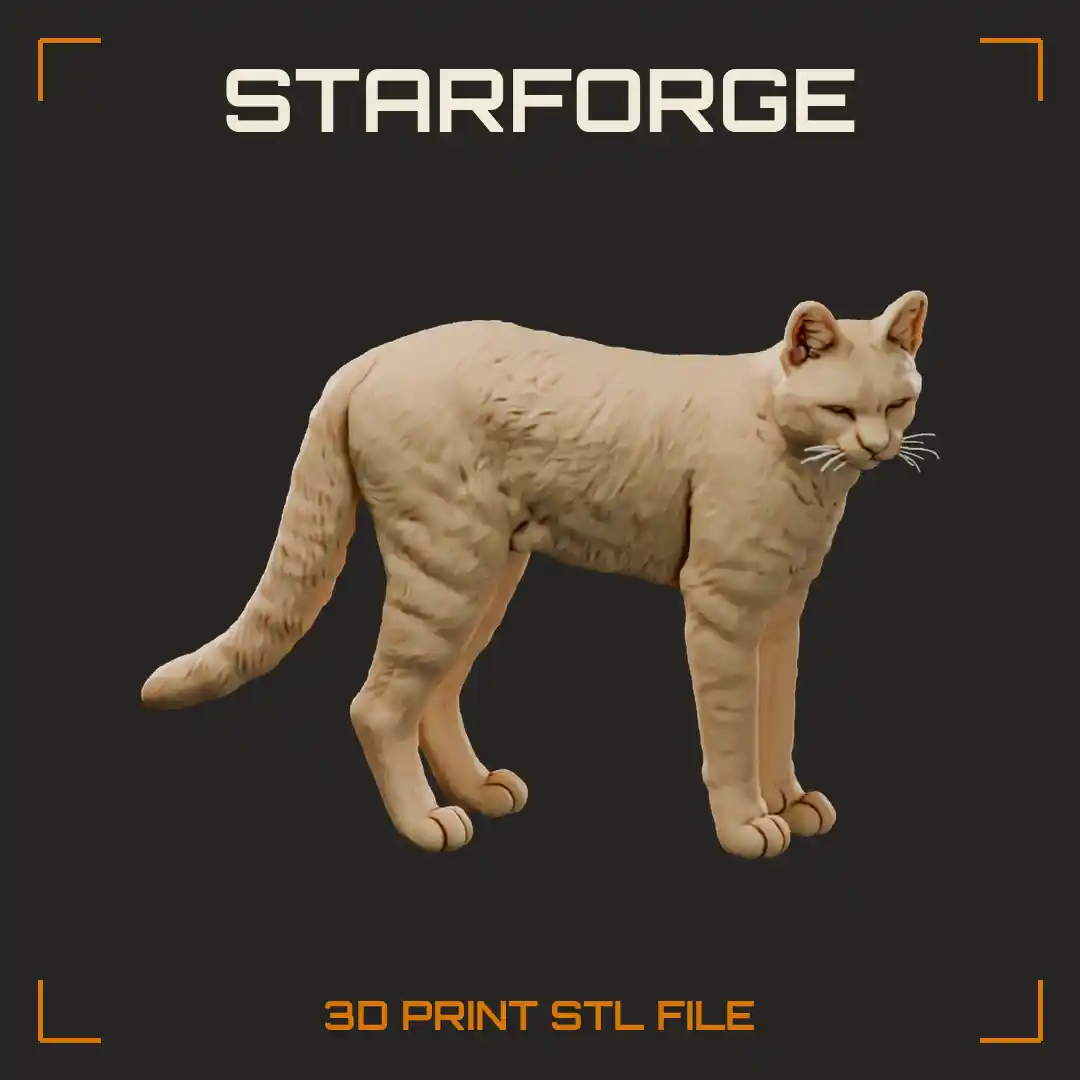 African Wildcat Standing Figure With Sandy Striped Coat Long Legs And Black Tipped Tail