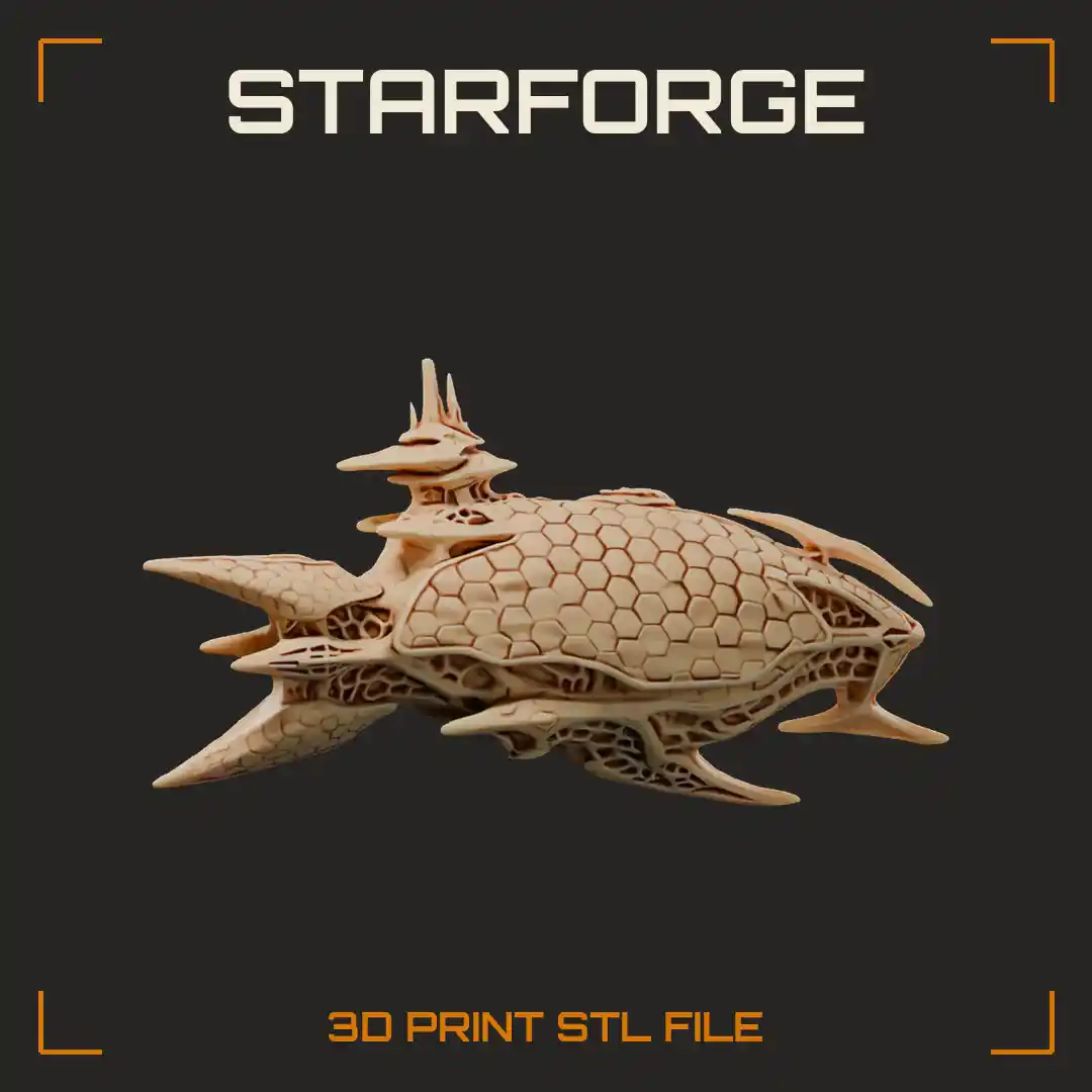 Alien Hive Ship With Honeycomb Hull Cells Spawning Ports And Spines