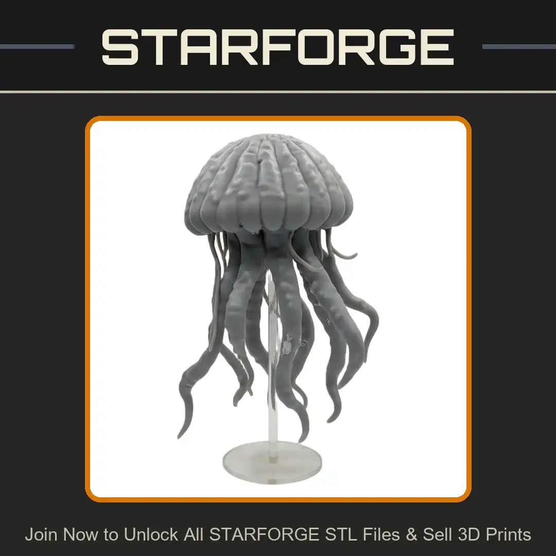 Alien Ribbed Bell Jellyfish Medusa Deep Sea Creature Oral Arms Filaments Tentacles - View 1 of 2