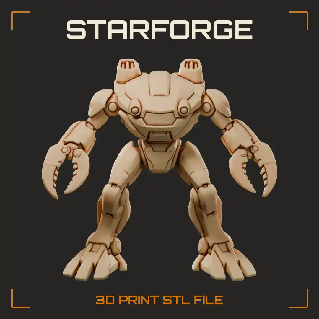 Amphibious Battle Robot with Claw Hands Hunched Rounded Body Mono-Eye Head and Thick Legs