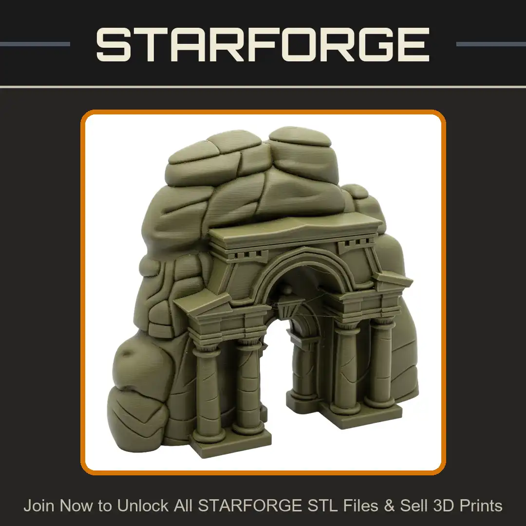 Ancient Classical Column Archway Stone Boulder Rock Portal Mountain Cave Entrance Gateway - View 1 of 2