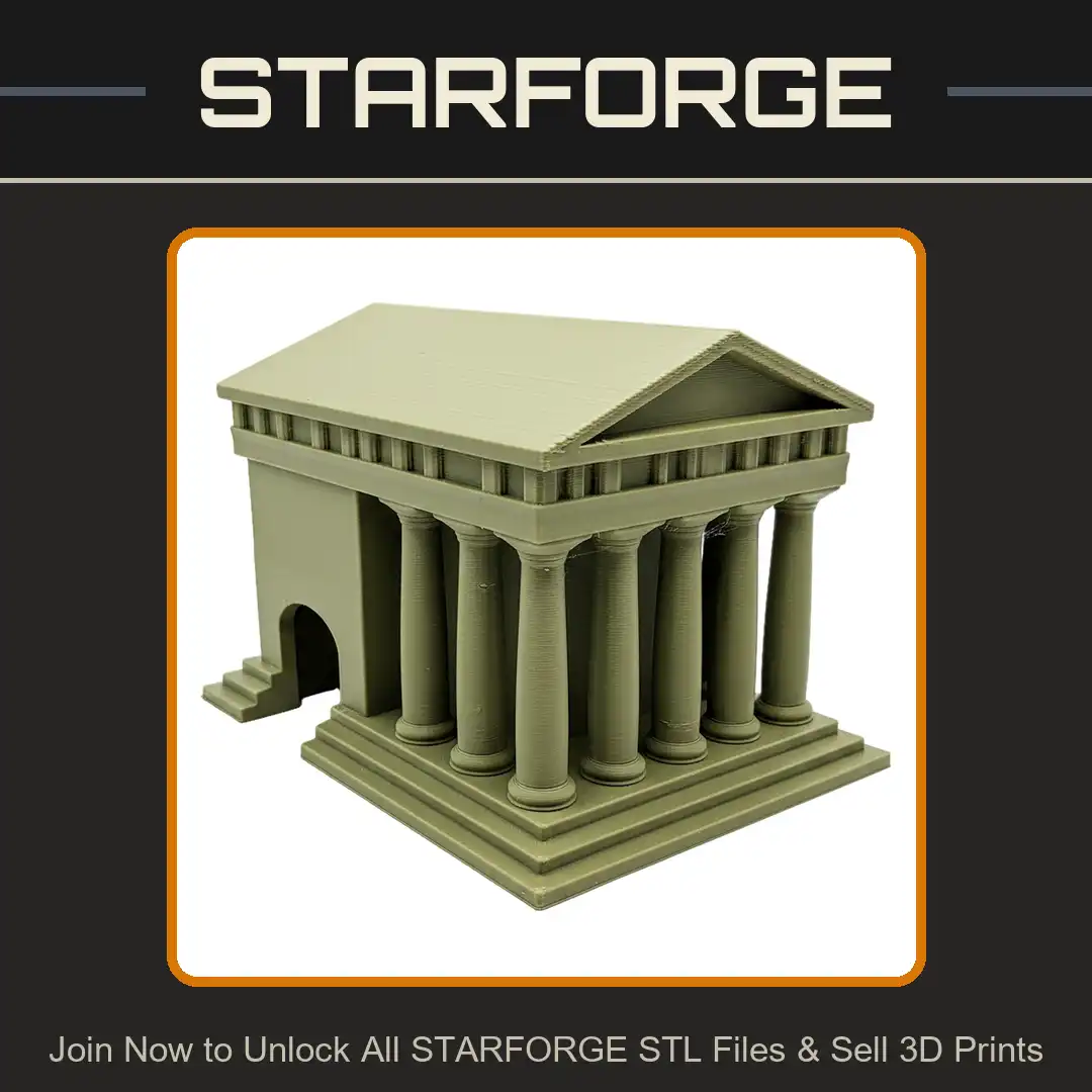 Ancient Greek Roman Temple Classical Columns Pillars Pediment Frieze Archway Steps - View 1 of 2