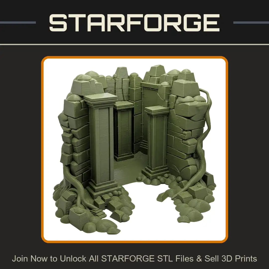 Ancient Ruined Overgrown Temple Shrine Altar Stone Column Pillar Vine Root Rubble - View 1 of 2