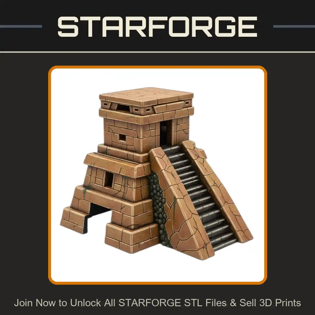 Ancient Stone Pyramid Structure Staircase Archway Reptile Fish Tank - 3D Printable STL File