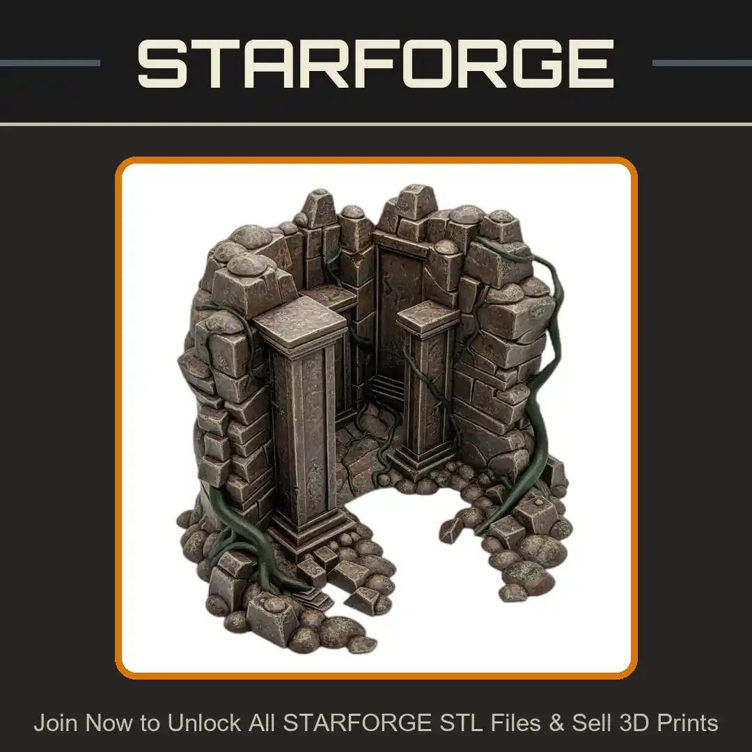 Ancient Stone Ruins Columns Vines Rocky Terrain Reptile Fish Tank - 3D Printable STL File