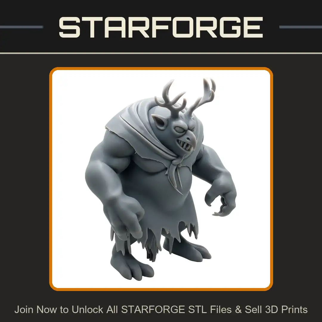 Antlered Beaked Troll Ogre Bugbear Monster Hooded Cowl Tattered Tunic Claws Grinning Teeth - View 1 of 2