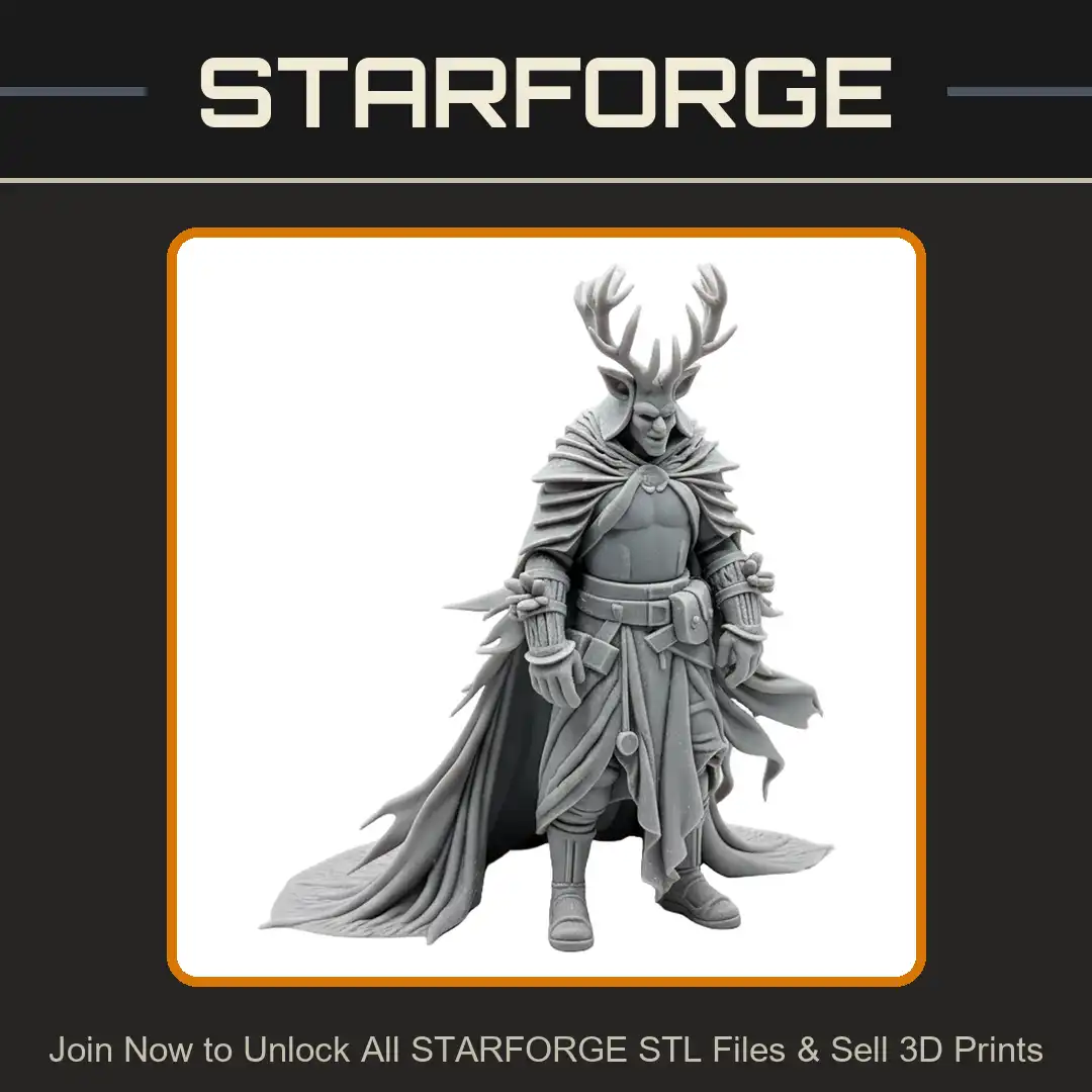 Antlered Horned God Forest King Archdruid Stag Tattered Cloak Mantle Ribbed Bracers Pouch - View 1 of 2