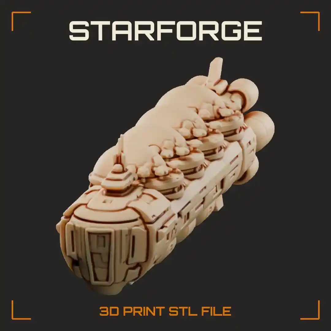 Ark Ship With Domed Biospheres Cargo Holds And Massive Engine Block