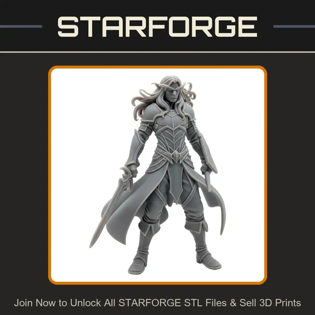 Armored Elven Knight Warrior Longsword Heater Shield Segmented Plate Armor Surcoat - View 1 of 2