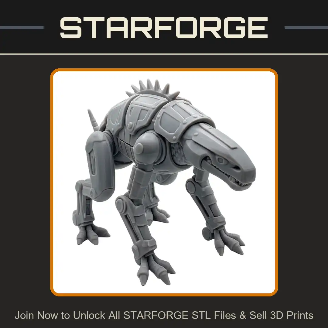 Armored Mechanical Hound Prowling Robot Dog Dorsal Spines Riveted Plates Triple Claw Tail - View 1 of 2