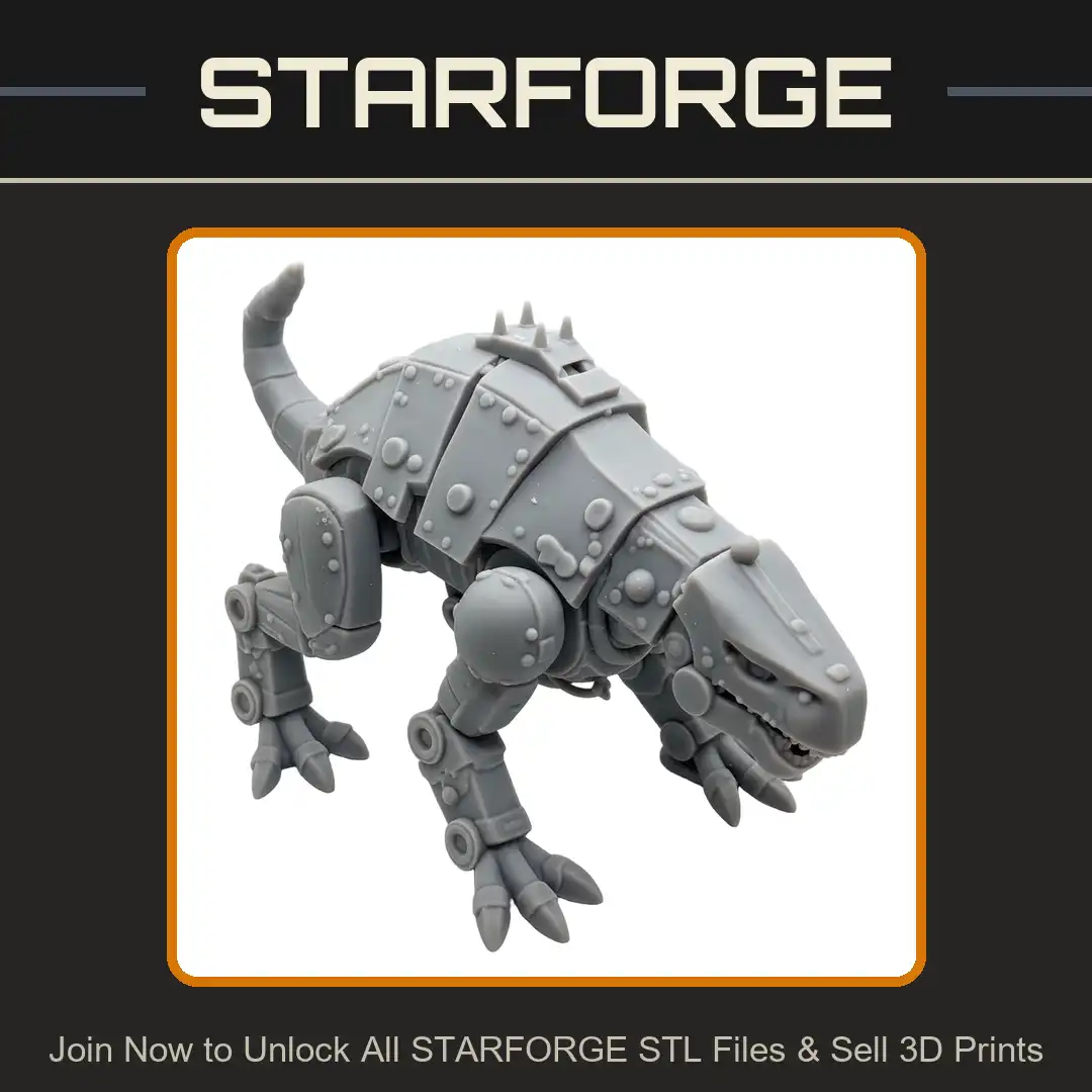 Armored Mechanical Robot Dinosaur T-Rex Quadruped Prowling Spiked Riveted Cyber Beast - View 1 of 2