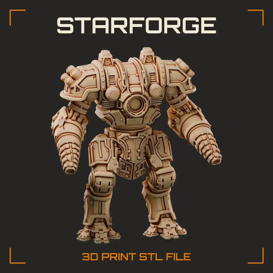 Armored Mining Mech Walker with Dual Drill Arms Heavy Plating and Clawed Feet - 3D Printable STL File