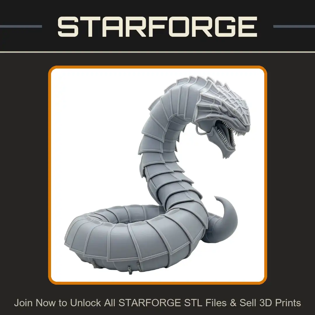 Armored Segmented Serpent Great Worm Coiled Plated Snake Tail Spike Mandible Fangs Burrower - View 1 of 2