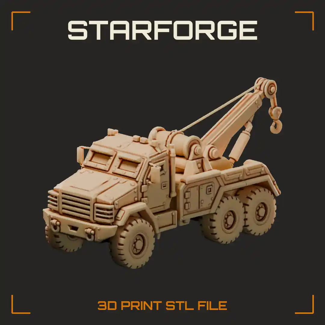 Armored Tow Truck with Front Winch Boom Crane and Heavy Off-Road Tires