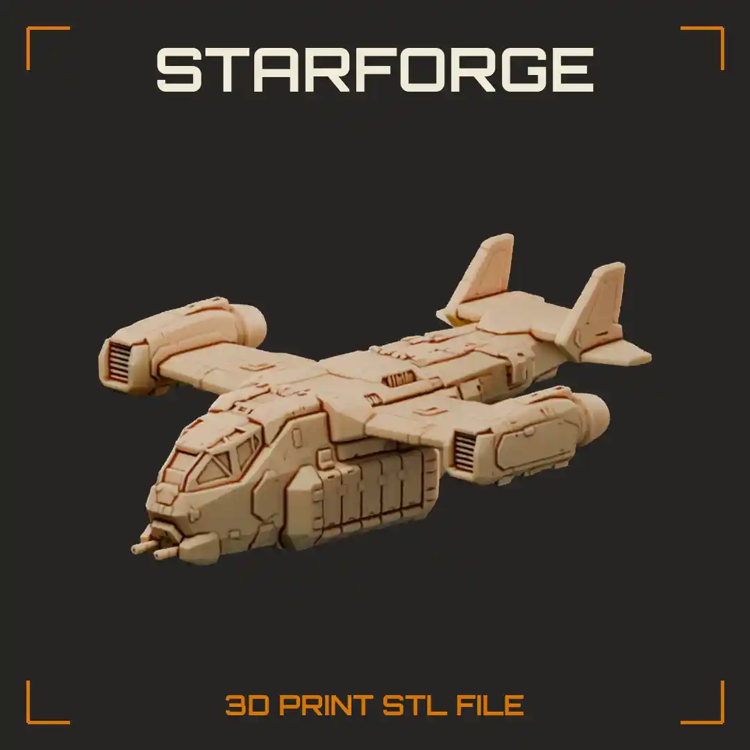 Armored Troop Transport Dropship with Side Doors Thruster Pods and Landing Skids