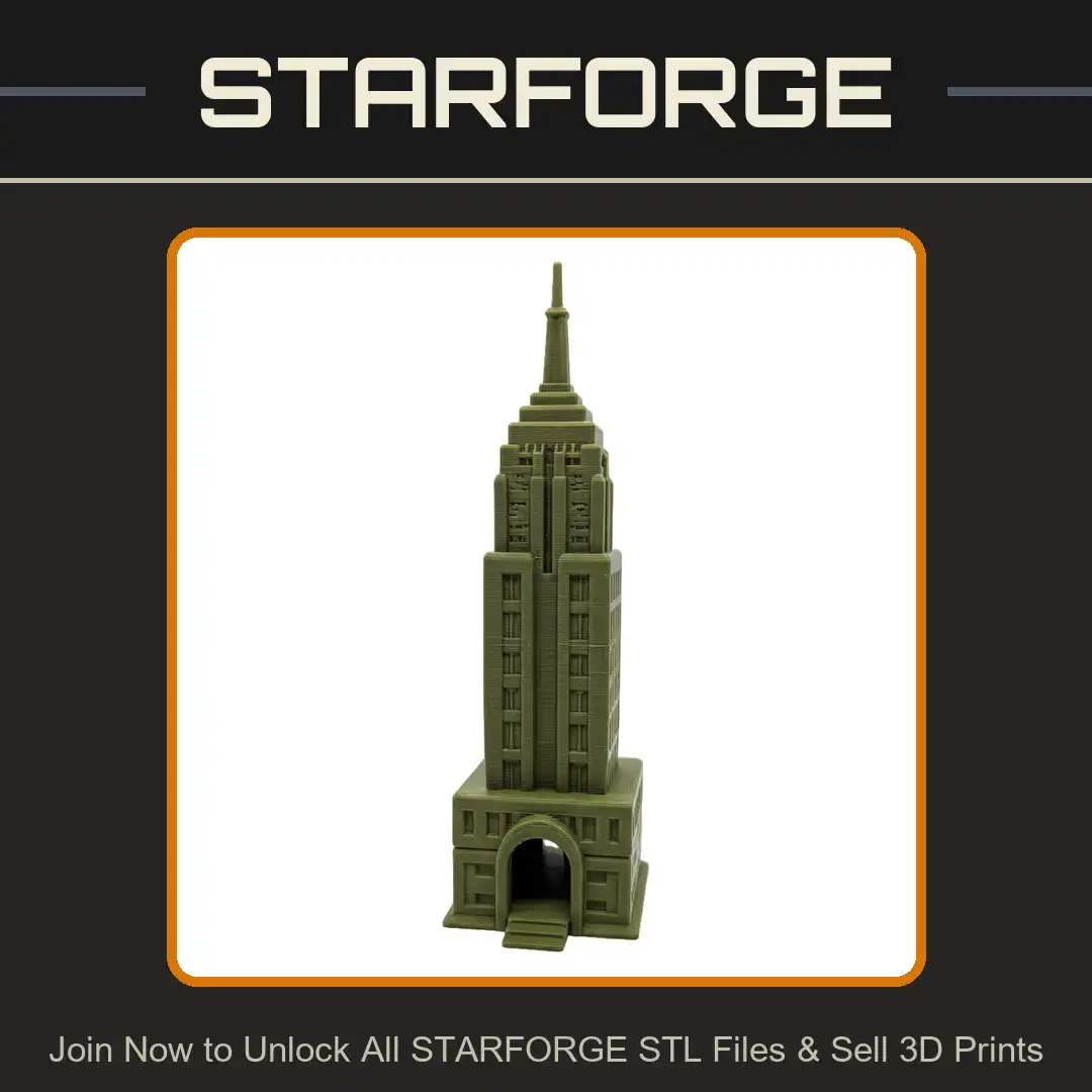 Art Deco Skyscraper Tiered Tower Spire Arched Entrance Vertical Ribbed Windows High Rise Building - View 1 of 2