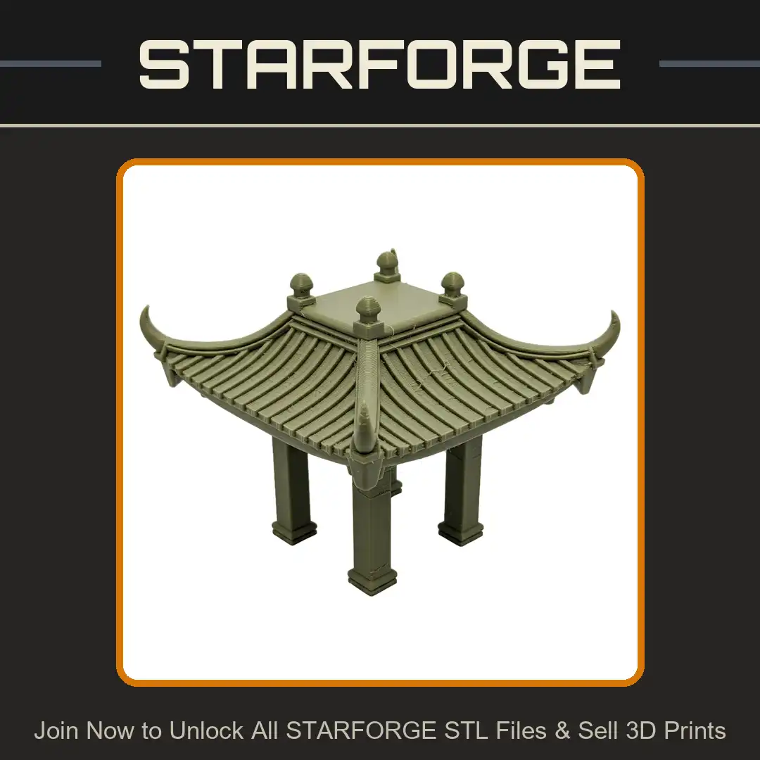 Asian Zen Chinese Japanese Temple Pavilion Shrine Pagoda Curved Roof Corner Horns Gazebo - View 1 of 2