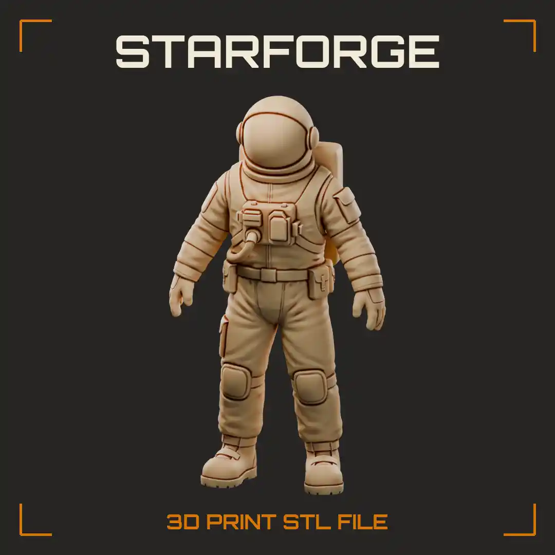 Astronaut in Padded Spacesuit with Domed Helmet Chest Control Unit and Life Support Backpack - 3D Printable STL File