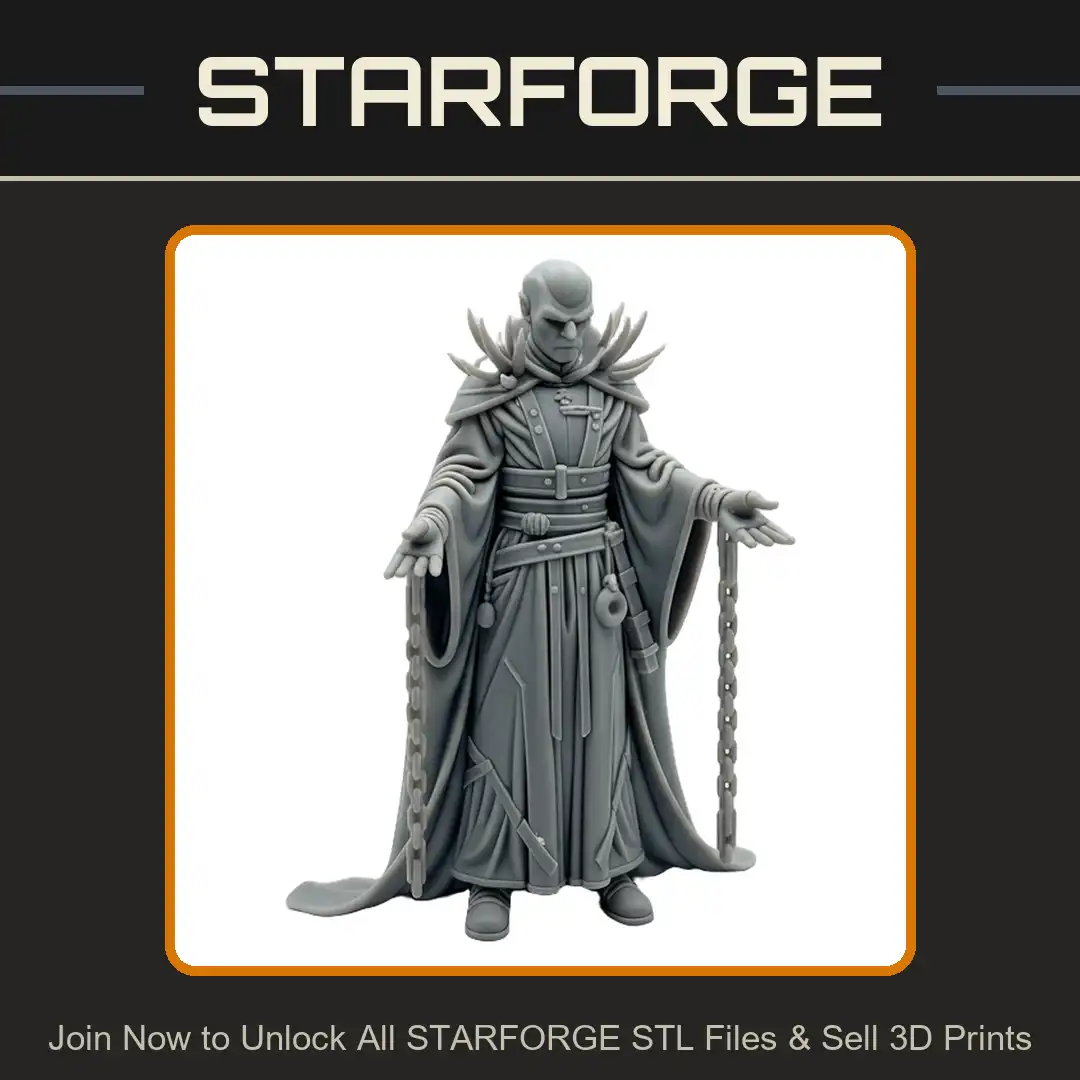 Bald Elf Mage Spiked Pauldrons Floating Chains Layered Robes Necromancer Sorcerer Cloak - View 1 of 2